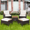 5Pcs Outdoor Patio Furniture Set PE Wicker Patio Lounge Chair Ottoman Table Set