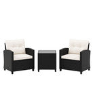 3 Piece Patio Furniture Set Rattan Conversation Set w/ Soft Seat-White