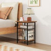 3-Tier Side Table Set of 2 Industrial End Table-Brown