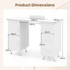 Manicure Table Nail Desk Nail Tech Table Station with 8 Metal Legs-White