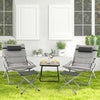 5Pcs Patio Sling Chair Set Folding Lounge Chairs Coffee Table Chair Footrest Set