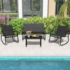 4 Piece Patio Rocking Set Outdoor Rocker Chair Conversation Set