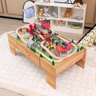 100-Piece Train Set Table Kids Activity Table with Storage Drawer-Natural