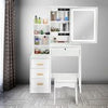 White Large Dressing Table Set LED Lights Mirror Makeup Stool with PU cushion