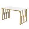 Dining Table 140x80x75cm Metal Legs Rectangular Kitchen Table in Marble Pattern