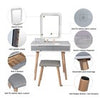 Modern Dressing Table Set 3 Mode Color LED Lighted Mirror Bedroom Vanity Table