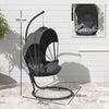 Hanging Egg Chair Swing Hammock Chair with Stand Cushion Retractable Canopy Grey