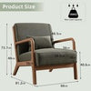 2x Mid Century Lounge Chairs – Solid Wood Frame, High Back, Linen Seat