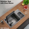 Kitchen Sink Set Hidden Stainless Sink w/Glass Rinser &Sink Cover Single Bowl UK