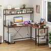 Reversible Corner Computer PC Desk w/Hutch & CPU Stand-Brown