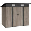 Outdoor Garden Storage Shed for Patio Bike Grey Wood Grain Sloped Roof