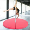 Round Portable Yoga Mat Pole Dance Crash 59” x 3” (W x T)-Pink