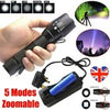 High Power Adjustable Focus LED Flashlight 5 Modes with Battery and Charger