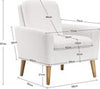 White Lounge Armchair Upholstered with Wood Legs for Living Room Bedroom