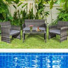 PE Rattan 4 Pieces Patio Furniture Set w/ Cushions-Grey