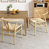 Wishbone Dining Chair Set of 2 Modern Weave Armchairs-Natural