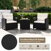 Rattan Conversation Set 3 Piece Patio Furniture Set w/ Back Cushions-White