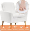 White Lounge Armchair Upholstered with Wood Legs for Living Room Bedroom