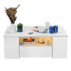 High Gloss LED Coffee Table With Storage Wooden 2 Drawer Living Room Furniture
