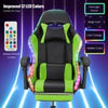 Gaming Chair with Bluetooth Speakers RGB LED Lights & Reclining Footrest Xzkmdww