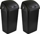 2x Plastic Swing Top Bin Waste 60L Rubbish Dust Home Kitchen Office