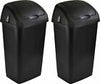 2x Plastic Swing Top Bin Waste 60L Rubbish Dust Home Kitchen Office