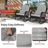 Patio Rattan Rocker w/ Seat Back Cushions & Waist Pillow Grey