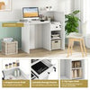 Reception Desk Front Counter Desk w/ Lockable Drawer & Adjustable Shelf-White