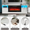 White 70inch TV Stand Unit Cabinet with Electric Fireplace & 12 Colour LED Light