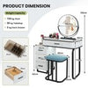 Dressing Table Vanity Set w/LED Light & 3-Drawer Chest Storage Shelves White