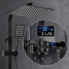 Bathroom Thermostatic Mixer Shower Set Square Black Twin Head Exposed Valve