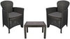 Garden Furniture Table and Chairs 3 Piece Grey Bistro Set Patio Outdoor Seating