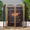 Deluxe Dynasty Four Fold Fire Screen in Polished Brass