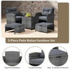 5 Piece Wicker Patio Furniture Set Outdoor Conversation Set-Grey