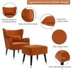 Velvet Armchair with Footstool Wing Back Chair Lounge Sofa Accent Seat