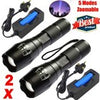 2 High Power Adjustable Focus LED Flashlight 5 Modes Lamp Battery Charger