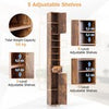 Slim Bathroom Tall Cabinet w/ 1 Drawer & 5 Adjustable Shelves-Coffee