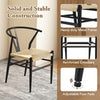 Wishbone Dining Chair Set of 2 Modern Weave Armchairs-Black+Natural