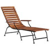 Solid Acacia Wood Outdoor Deck Chair Garden Sun Lounger with Footrest