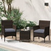 PE Rattan Wicker Chairs 3 Pieces Patio Furniture Set-Grey