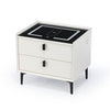 LED Bedside Table with 2 Drawers Wireless Charging Side Cabinet Nightstand