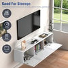 High Gloss White Floating TV Unit Cabinet Wall Mounted TV Stand with LED Lights