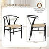Wishbone Dining Chair Set of 2 Modern Weave Armchairs-Black+Natural