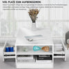 Coffee Table with LED Square High Gloss White Storage Tea Table for Living Room