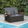 Outdoor Wicker Daybed Rattan Woven Loveseat w/Folding Panels-Grey