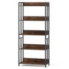 157cm Etagere Bookcase 5-Tier Bookshelf w/ Adjustable Shelves Brown