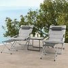 5Pcs Patio Sling Chair Set Folding Lounge Chairs Coffee Table Chair Footrest Set