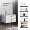 LED Bedside Table with 2 Drawers Wireless Charging Side Cabinet Nightstand