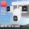 3 in 1 Wireless Camera 4K Outdoor 3 Lens 6MP CCTV PTZ Smart Home Security IR Cam