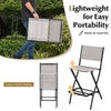 Set of 4 Folding Bar Height Stool Outdoor Bar Chair w/ Footrest Grey